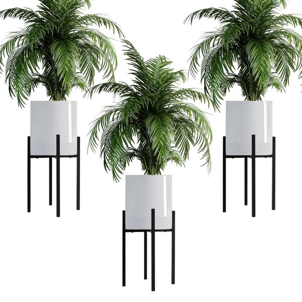 ML-Design 3er Set Blumenständer Schwarz 22-30x22-30x40,5 cm, verstellbar, Moderne Blumentopfständer, Robuste Pflanzenständer aus Metall, Größenverstellbar Blumentopfhalter Pflanztopf Deko Blumenhalter