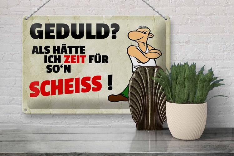 Blechschild Spruch 30x20cm Geduld Als hätte ich Zeit für
