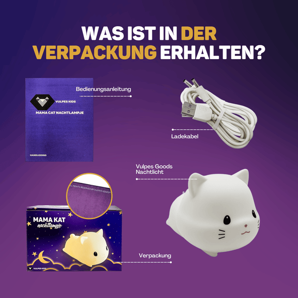 Vulpes Goods Nachtlicht für Kinder - Touch-Bedienung und 8 Farben - LED-Nachtlicht für das Kinderzimmer - USB-aufladbar