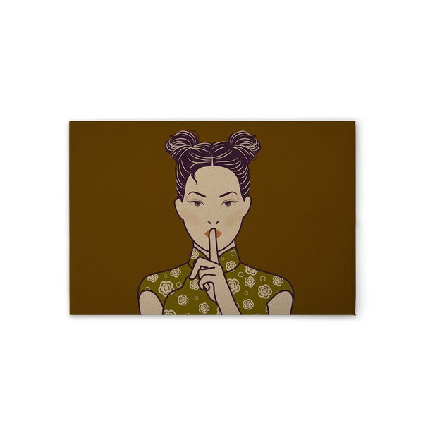 Illustration einer Frau, die den Finger an die Lippen legt