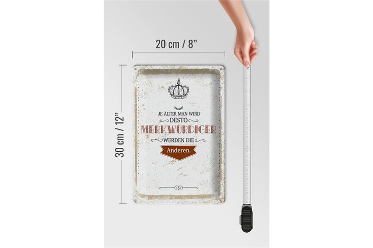 Blechschild Spruch je älter desto merkwürdiger andere 20x30cm