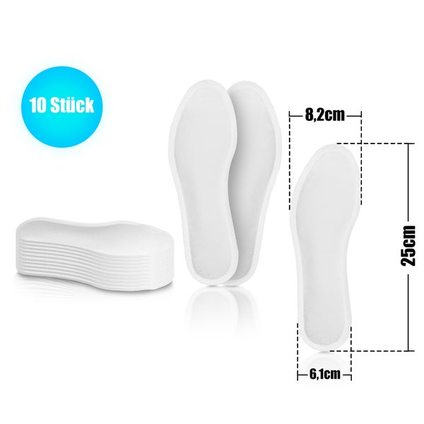 Ein Paar selbstklebende Fußsohlenwärmer Heat Feet von Heat Care in Einheitsgröße, dünn und flexibel für bis zu 10 Stunden Wärme.