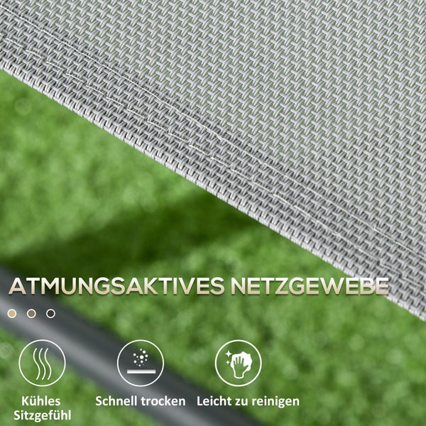 Outsunny Sitzgruppe 3tlg., Klappbares Balkonmöbel-Set inkl. 1 Tisch, 2 Stühlen, 50L x 50B x 72H cm, Mesh, Hellgrau