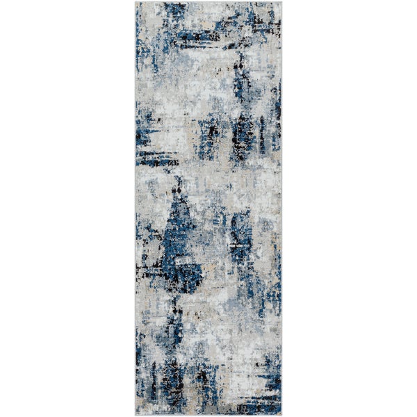 Abstrakt Moderner Flurteppich Blau/Grau/Beige 80x220 cm LENA