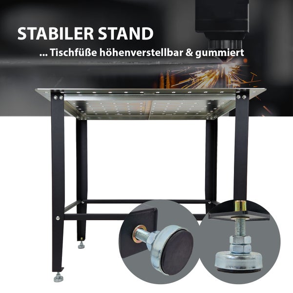 Schweißtisch mit Lochplatte Stahl 91,5 x 61 x 80 cm Tragkraft 200 kg Arbeitstisch in Mattschwarz
