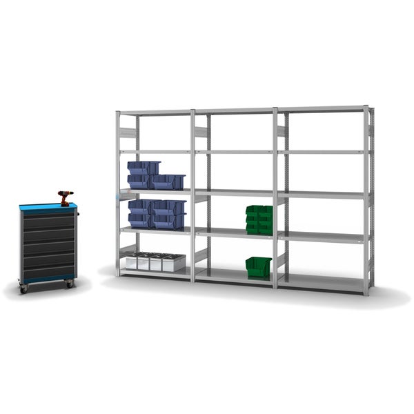 PROREGAL Fachbodenregal Stecksystem T-Profil Heavy-Duty Grundregal HxBxT 200 x 100 x 40 cm 5 Ebenen Fachlast 315 kg Beidseitig Nutzbar Verzinkt