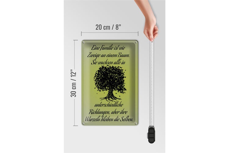 Blechschild Spruch 20x30cm Familie ist wie Zweige an Baum