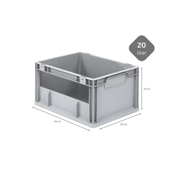 PROREGAL SuperSparSet 8x Eurobox NextGen Insight HxBxT 22 x 30 x 40 cm 20 Liter Seite Offen Eurobehälter Transportbox