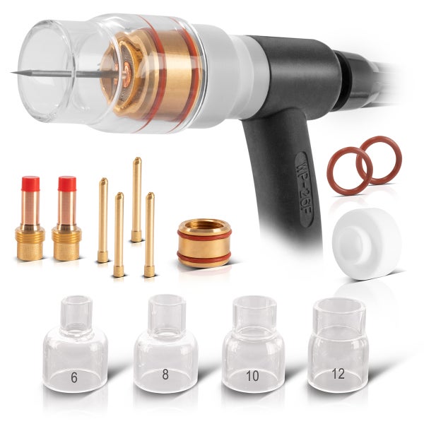 STAHLWERK Glas Gaslinsen Set 14tlg WIG Schweißzubehör für WP SR 17 18 26
