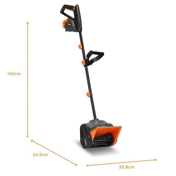 Flatev Schneefräse mit den Maßen 140 cm Höhe, 34,5 cm Länge und 35,8 cm Breite