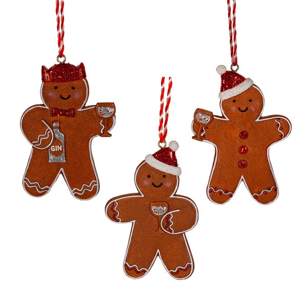 Lebkuchenmann Gin Weihnachtshänger (Set 3) - Sass & Belle