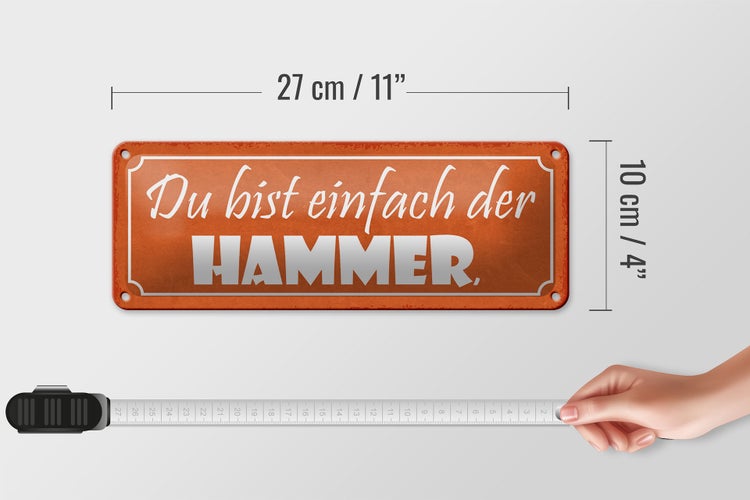 Blechschild Spruch 27x10cm du bist einfach der Hammer Dekoration