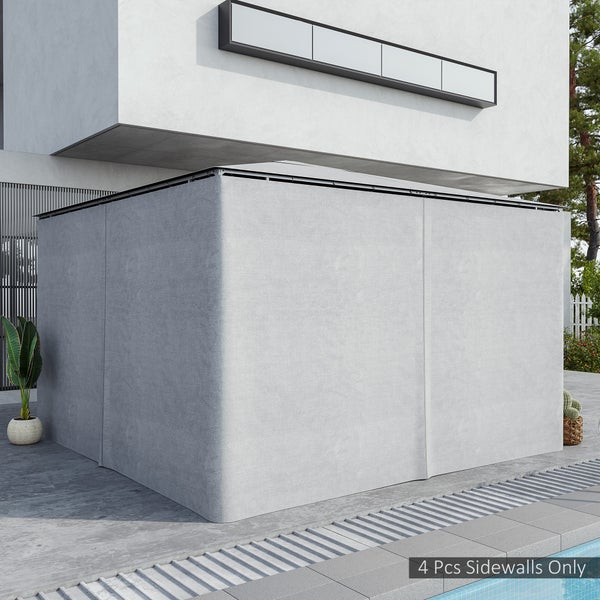 Detailansicht eines Pavillons mit Reißverschluss und Klettband zur Befestigung.