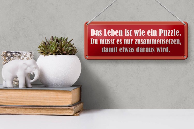 Blechschild Spruch 27x10cm Leben ist wie Puzzle Dekoration