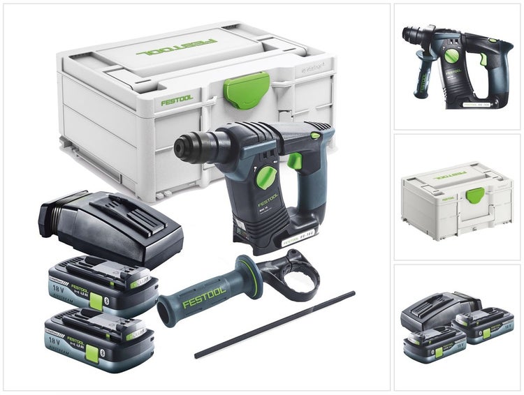 Festool BHC 18-Basic Akku Bohrhammer 18 V 1,8 J SDS Plus Brushless + 2x Akku 4,0 Ah + Ladegerät + Systainer