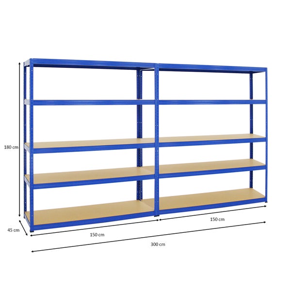 PROREGAL Mega Deal 2x Schwerlastregal Giant Elephant HxBxT 180 x 150 x 45 cm Fachlast 200 kg Blau