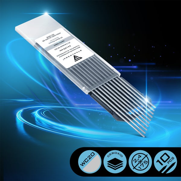 Stahlwerk Wolfram-Elektroden WC20 Grau, 10 Stück, 2,4 x 175 Millimeter, zum WIG-Schweißen.