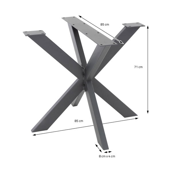 ML-Design Tischgestell Spider 85x71x85 cm, Anthrazit, Kreuzgestell Kreuz X-Design Tischfüße Möbelfüße, Schwerlast Tischkufen Stahl, Metall Tischbeine, DIY Esstisch, Industriedesign, einfache Montage