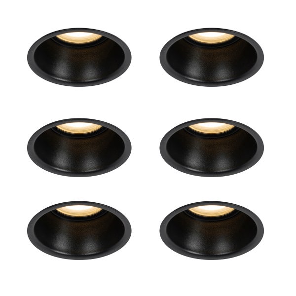 Set mit 6 Einbaustrahlern schwarz GU10 50mm IP44 - Dept