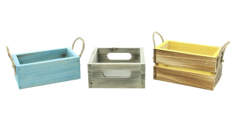 FRANK FLECHTWAREN | Kiste Colored, 3er Set, PAULOWNIA, HANF, 13 x 13 x 6 cm, 15 x 9 x 6 cm, 15 x 9 x 8 cm