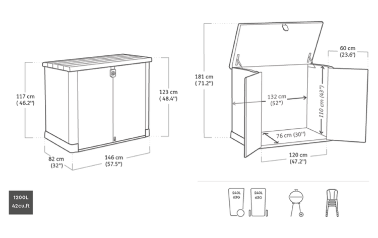 Keter Store It Out Pro Aufbewahrungsbox - 1200L - 145,5x82x125 cm - Grau