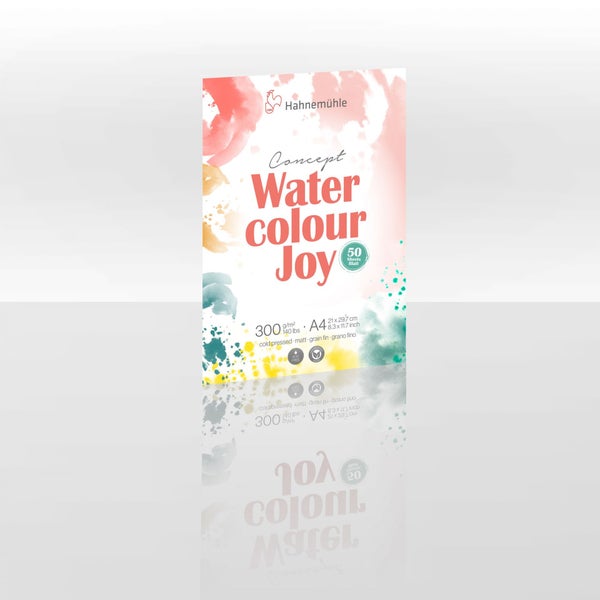 Hahnemühle Aquarellblock Water colour Joy, 300 Gramm pro Quadratmeter, DIN A4 Format, 50 Blatt, matt, säurefrei, vegan.