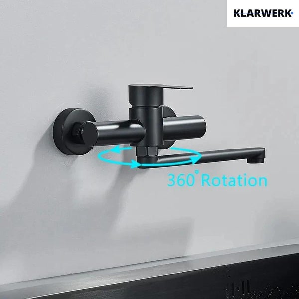 Klarwerk Wandarmatur für Küche mit schwenkbarem Auslauf um 360 Grad