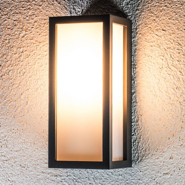 Lucande Wandleuchte außen Tame (spritzwassergeschützt (Modern) in Schwarz aus Aluminium (1 flammig, E27) - Außenwandleuchten Wandlampe Led Außenlampe Outdoor für Außenwand/Hauswand Haus