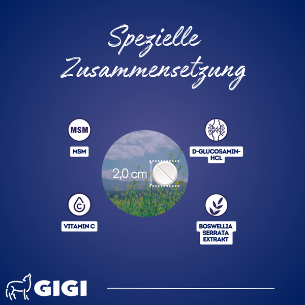 Zusammensetzung mit MSM, D-Glucosamin-HCL, Vitamin C und Boswellia Serrata Extrakt