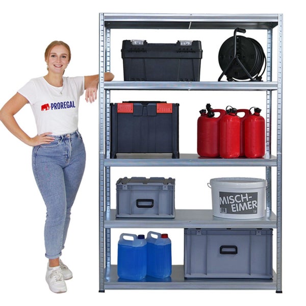 PROREGAL Mega Deal 4x  Schwerlastregal Steel Eagle , HxBxT 180x120x40 cm,  Fachlast 130kg, Verzinkt