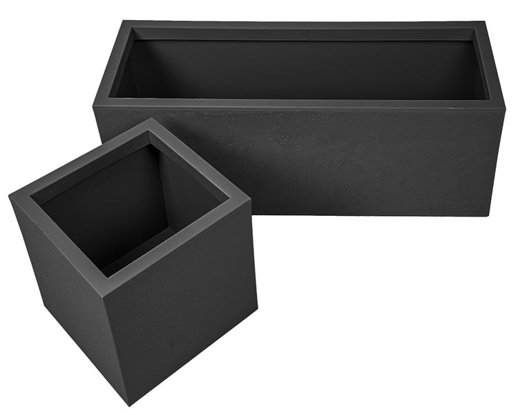 Ondis24 Pflanzkübel Vulkan 57 L + 21 L anthrazit Set Basalt, Blumentopf, Pflanzgefäß