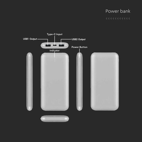 LED Display Power Banks - Silbernes Gehäuse - 10000mAh