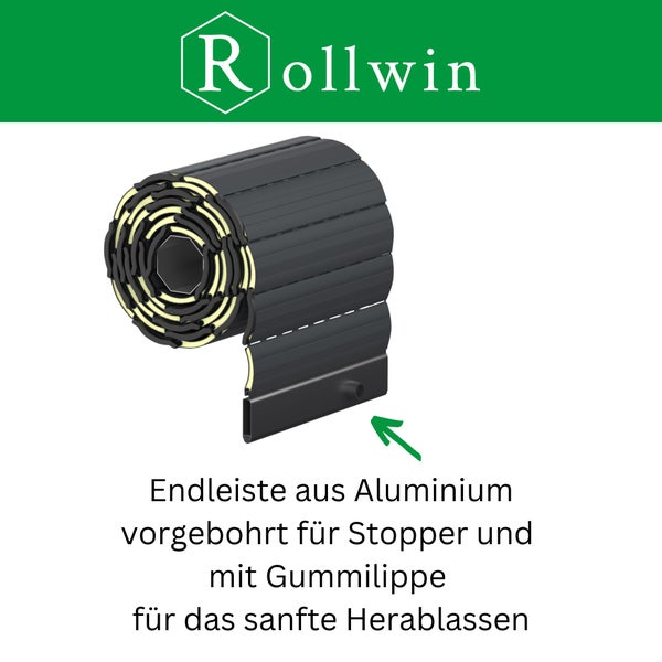Rollwin ROLLADEN ALU MAXI 52 Anthrazit Fertigmaß 120 x 150 cm (BxH) Rolladenpanzer mit Rollladendämmung Rollladenpanzer Rollladenfenster Rollladentür Rollladen DEUTSCHE Produktion zum Einbauen