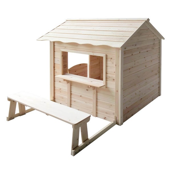 Home Deluxe - Spielhaus - DER GROßE PALAST natur - 166 x 138 x 132 cm mit Bank - inkl. Montagematerial I Gartenhaus Holzhaus Kinderhaus