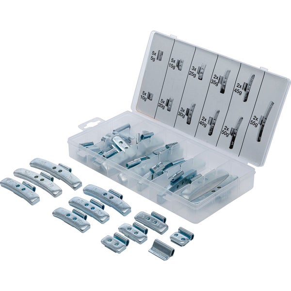 Auswuchtgewichte Sortiment für Felgen im Aufbewahrungskasten