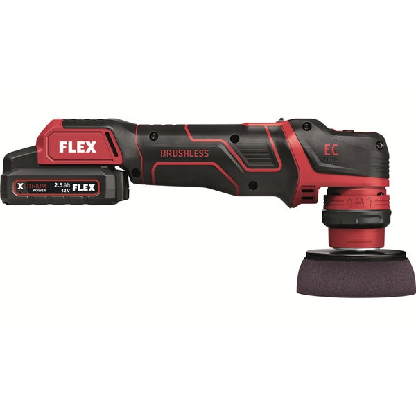 FLEX Akku Poliermaschine mit bürstenlosem EC Motor, 12 Volt Akku und Polieraufsatz