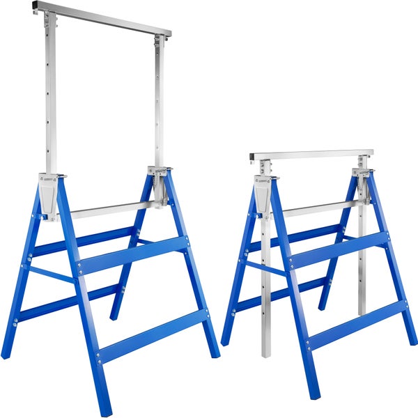 2er-Set Gerüstbock tectake  mit Sicherheitsspinden aus Stahl-Vierkantrohr blau