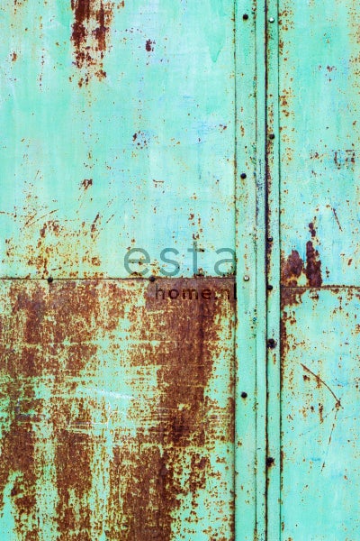 ESTAhome Fototapete Metall-Optik Türkis und Braun - 186 cm x 2,79 m - 158207