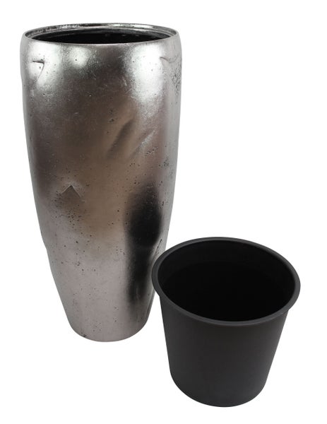 FRANK FLECHTWAREN | Übertopf Edeloptik, hoch, KUNSTSTOFF, Ø 40 x 85 cm, Einsatz Ø 33 x 30 cm