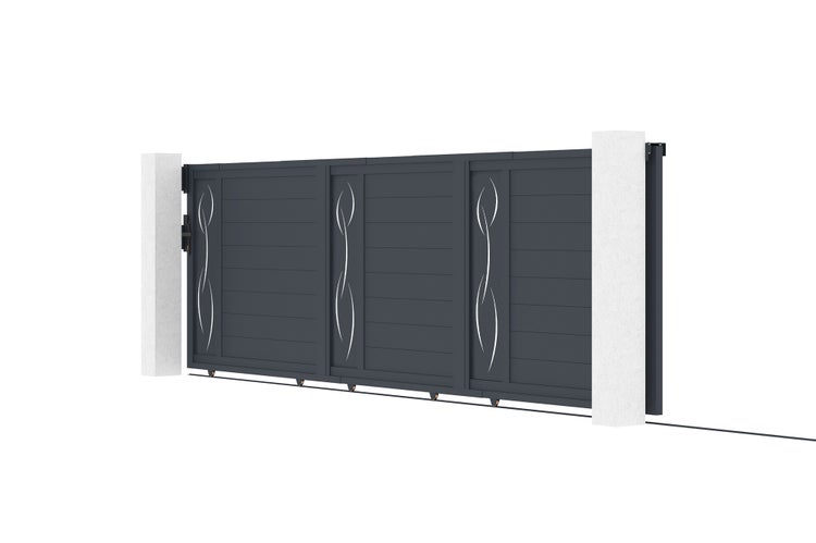 Schiebetor 5m LIFE H.140 graues Aluminium