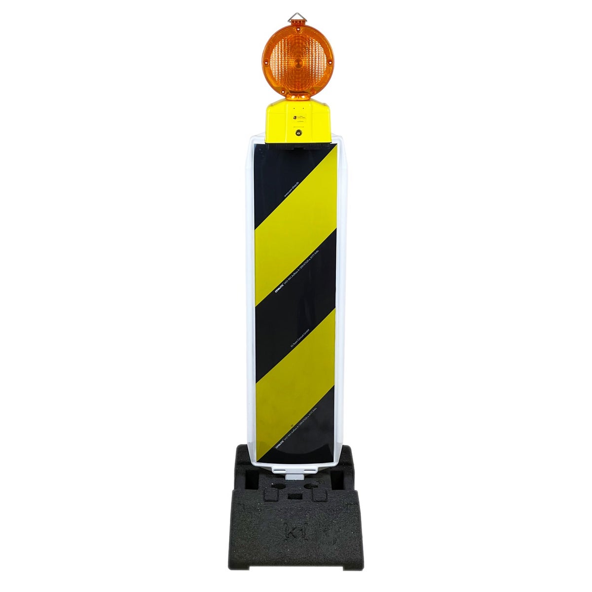 UvV Leitbake Fußplatte (18 / 30 kg) Baustelle rot/weiß oder Lager gelb, schwarz / RA1 schwarz / gelb / K1 (28 kg) / Baustellenleuchte gelb ohne Batterien