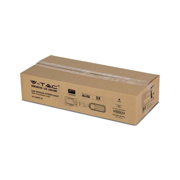 Verpackung für V-TAC LED-Sensor-Straßenlaterne mit einstellbarem Winkel