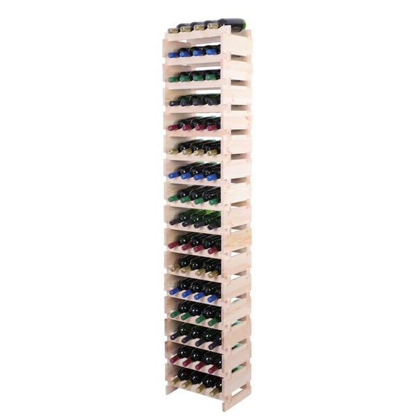 Weinregal VINOTECA FLEX PRO HxBxT 219x46x28cm 64 Flaschen auf 16 Ebenen Massives Kiefernholz Natur unbehandelt