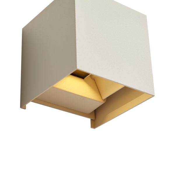 Wandleuchte in moderner Quaderform mit nach oben und unten gerichtetem Lichtaustritt.