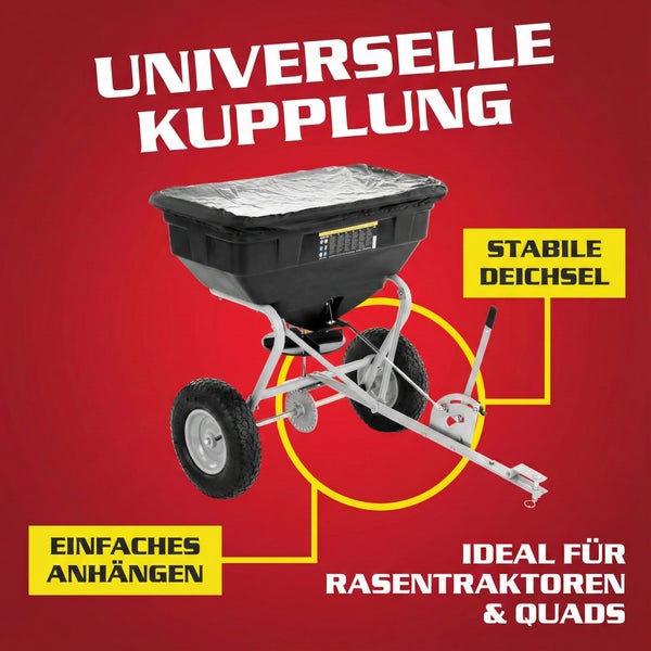 Universeller Streuwagen für Rasentraktoren und Quads