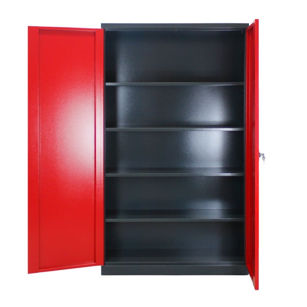 PROREGAL Stahlschrank Owl mit 4 Fachboden HxBxT 192 x 110 x 38 cm Anthrazitgrau Rot