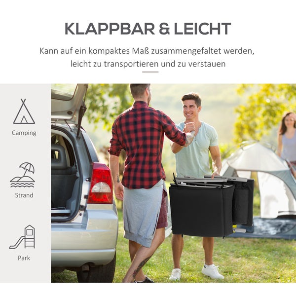 Outsunny Sonnenliege, Gartenliege, klappbar, verstellbar, mit Kissen, 137 x 63,5 x 100,5 cm, Metall, Stoff, Schwarz