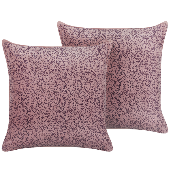 Dekokissen 2er Set ROMNEYA Samtstoff 45 x 45 cm Rosa Blumenmuster