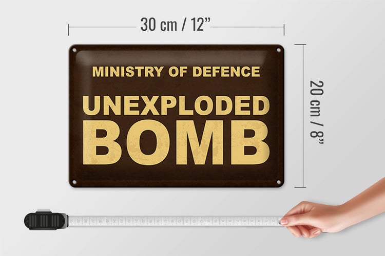 Blechschild Spruch 30x20cm ministry of defence unexploded