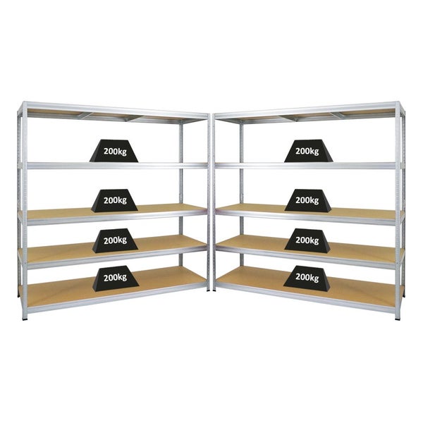 PROREGAL Mega Deal 2x Schwerlastregal Giant Elephant HxBxT 180 x 180 x 60 cm Fachlast 200 kg Verzinkt